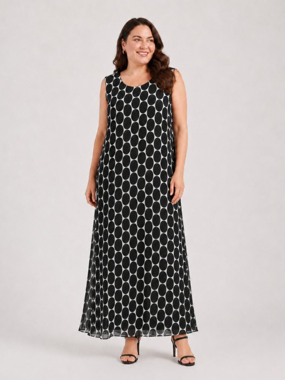 Dana Kay Black White Polka Dot Sleeveless Shift Dress 24W Plus Size
